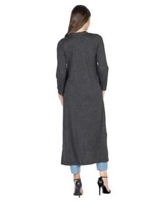 Women's Knit Three Quarter Bell Sleeve Open Cardigan Sweater