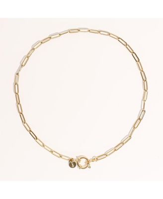 Gold-Plated Paperclip Chain Necklace with Toggle Clasp
