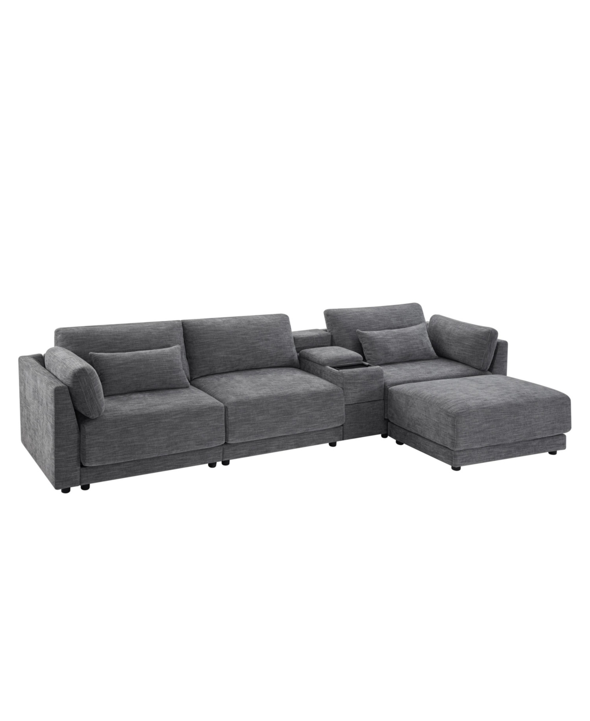 Streamdale Furniture 124" Modular Sectional Sofa w/ Storage, Ottoman, Usb Charger