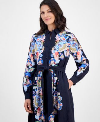 Women's Paisley Button-Down Midi Dress
