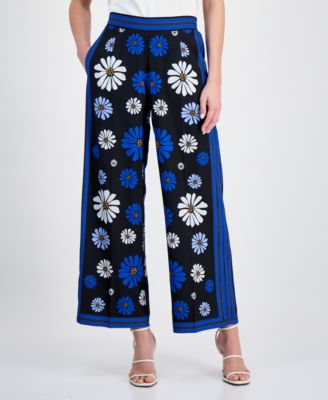 Women's Floral Wide-Leg Ankle Pants