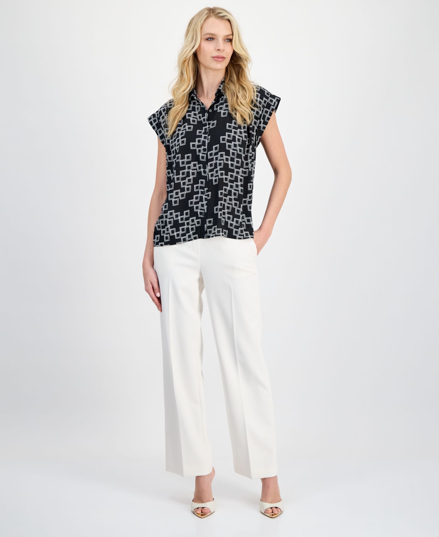 Women's Printed Point Collar Shirt
