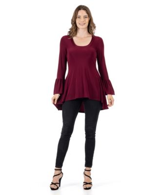 Women's Long Bell Sleeve High Low Tunic Top