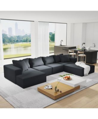  Modern Upholstered Sectional Sofa Couch Set, 132" L-Shaped