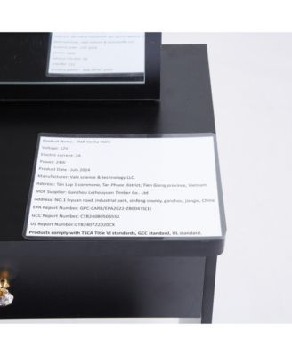  Compact Vanity Set Sliding Mirror, Storage Drawer, Cushioned Stool, EPA/GCC/UL Certified