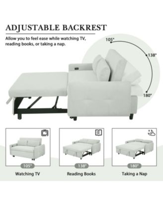 Pull-out Sofa Bed Modern 2-Seat Loveseat with USB Ports