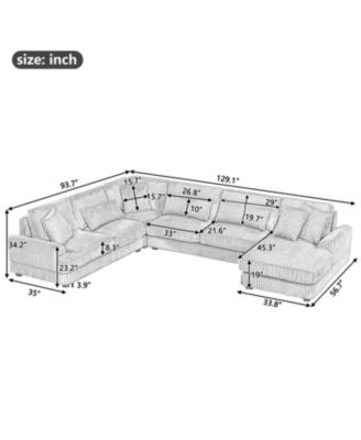 Streamdale 129" U-Shaped Sectional Sofa in Corduroy with Chaise