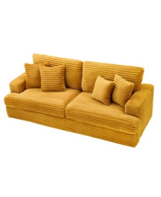 Streamdale Corduroy Sofa 79.3", 3-Seater  with 4 Pillows