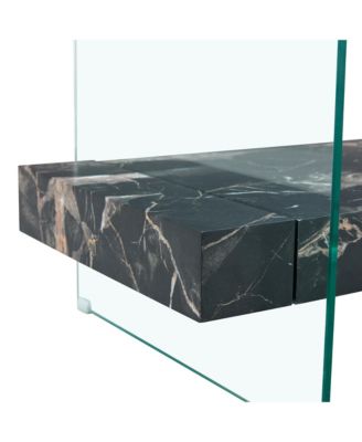 Streamdale Modern Two-Tier Coffee Table Glass and Marble Pattern