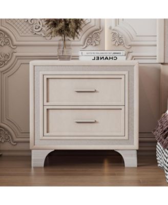 Mid-Century Velvet Nightstand, Pink