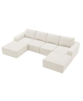 Modular U-Shaped Chenille Sectional Sofa with Ottomans