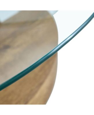 Contemporary White Marble & Wood Coffee Table