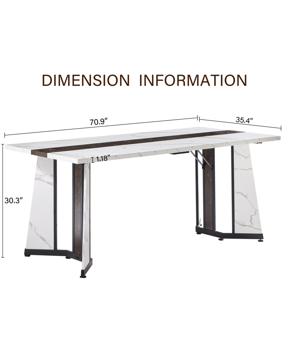 Streamdale Furniture 70.9" Marble Grain Dining Table - Seats 8