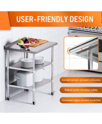 Stainless Steel Work Table 24x30 w/ Shelves & Backsplash