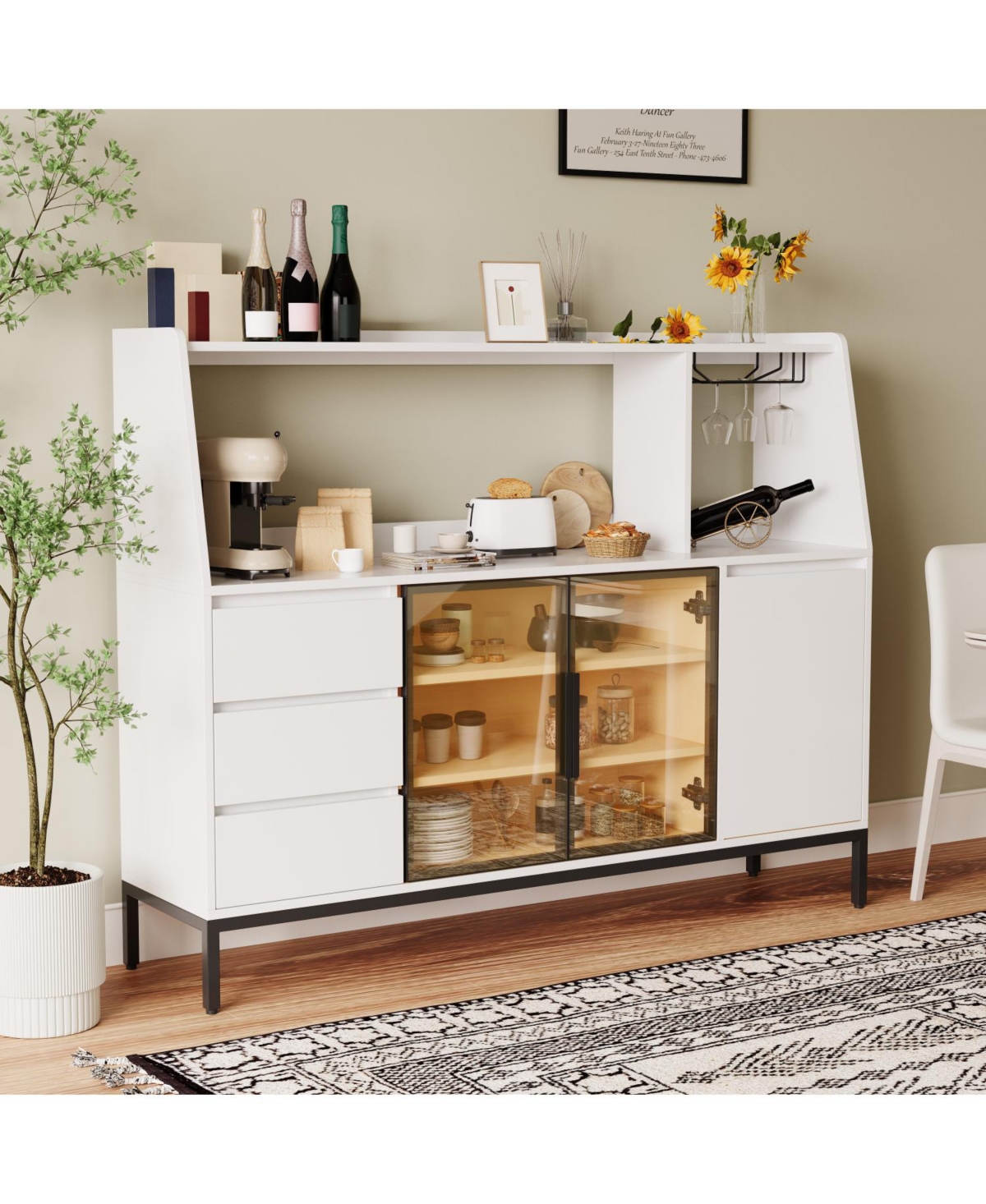 Streamdale Furniture Modern Sideboard 3 Drawers & Glass Door