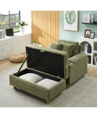 Green Corduroy Sofa Set w/ Storage