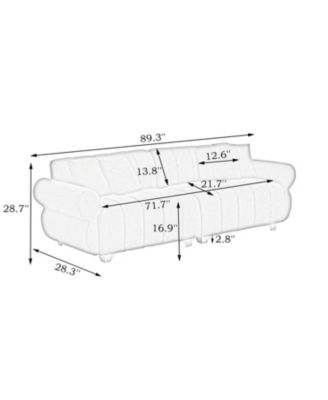 89" Flannelette Sofa Set Spring Cushions Metal Feet Pillows