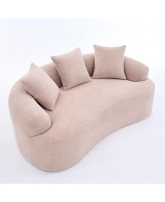 Warm Beige Chenille Loveseat Sofa