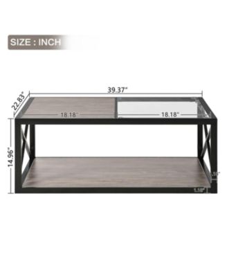 Industrial Glass & Wood Coffee Table