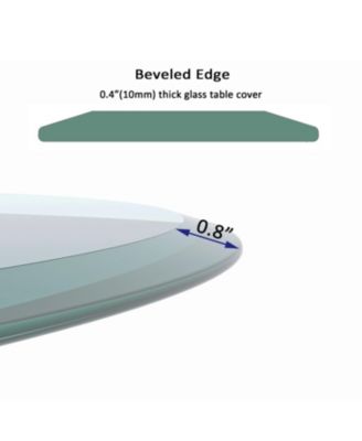 24" Round Tempered Glass Table Top - Beveled Edge