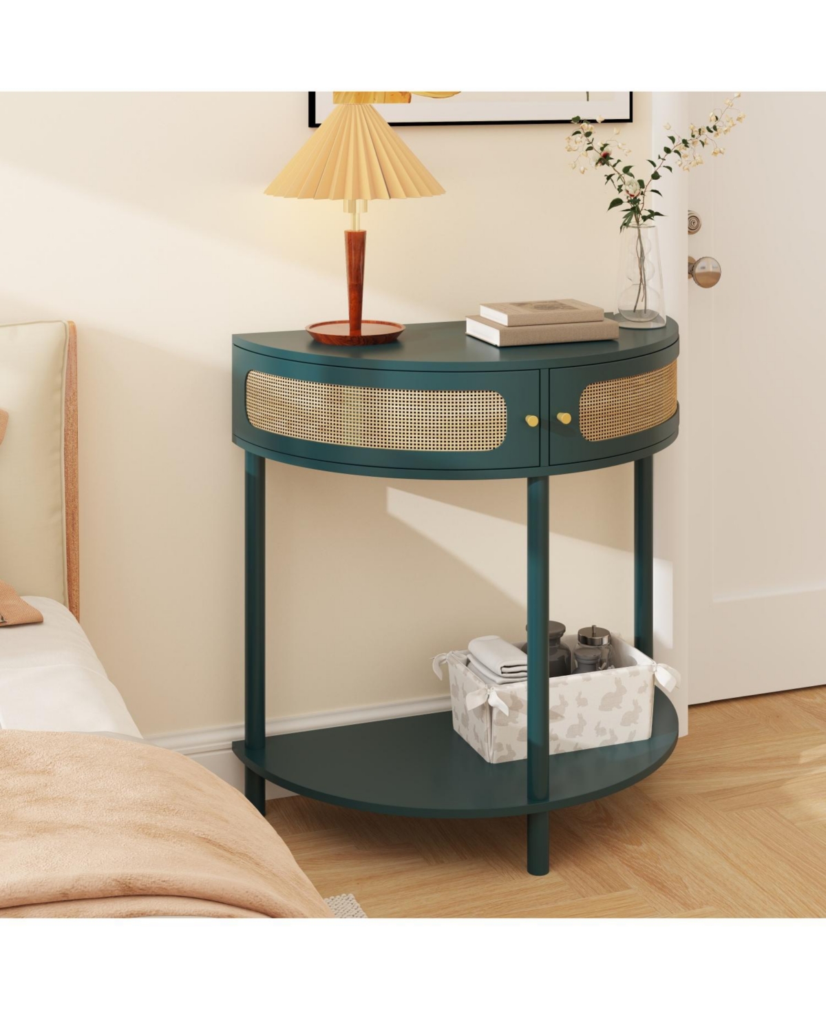 Streamdale Furniture Rattan Door Half Moon End Table