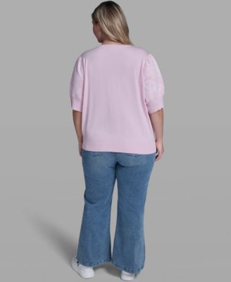 Plus Size Floral Printed Sleeve Sweater