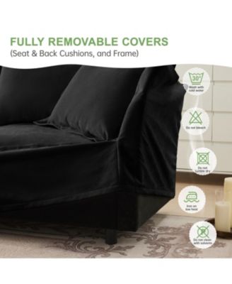 Slipcovered U Shape Sectional Sofa with Pillows