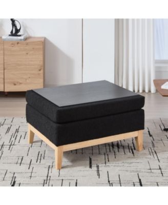 33.86" Square Storage Ottoman/Coffee Table - Black Boucle