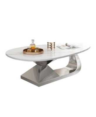 Sintered Stone Coffee Table with Stainless Steel Base