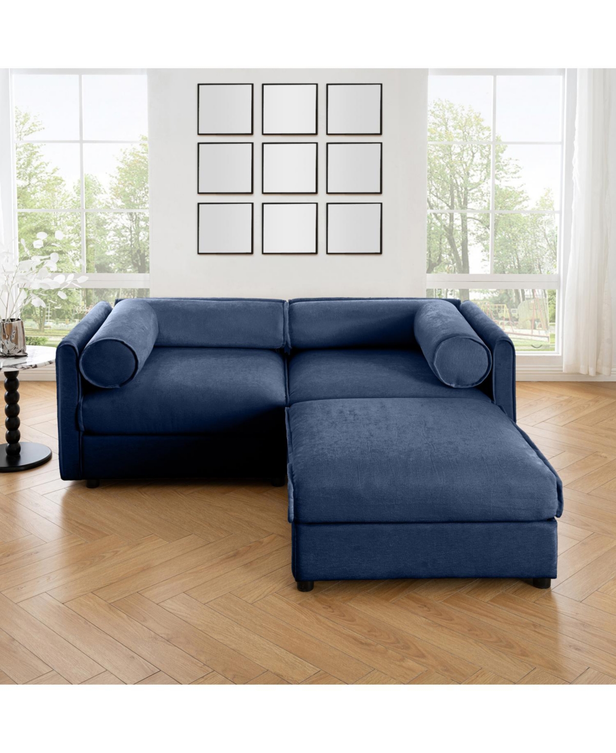 Streamdale Furniture Chenille 2-Seater Sofa with Ottoman Storage