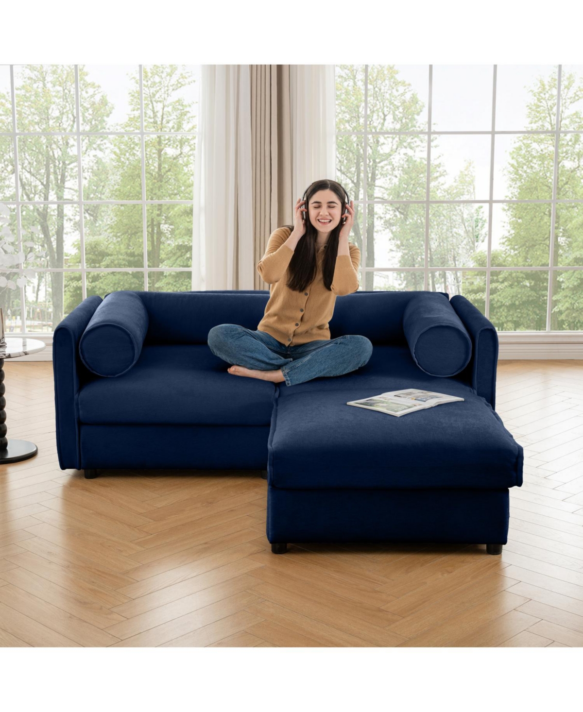 Streamdale Furniture Chenille 2-Seater Sofa with Ottoman Storage