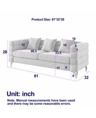 81" Oversized 3-Seater Black Teddy Sectional Sofa