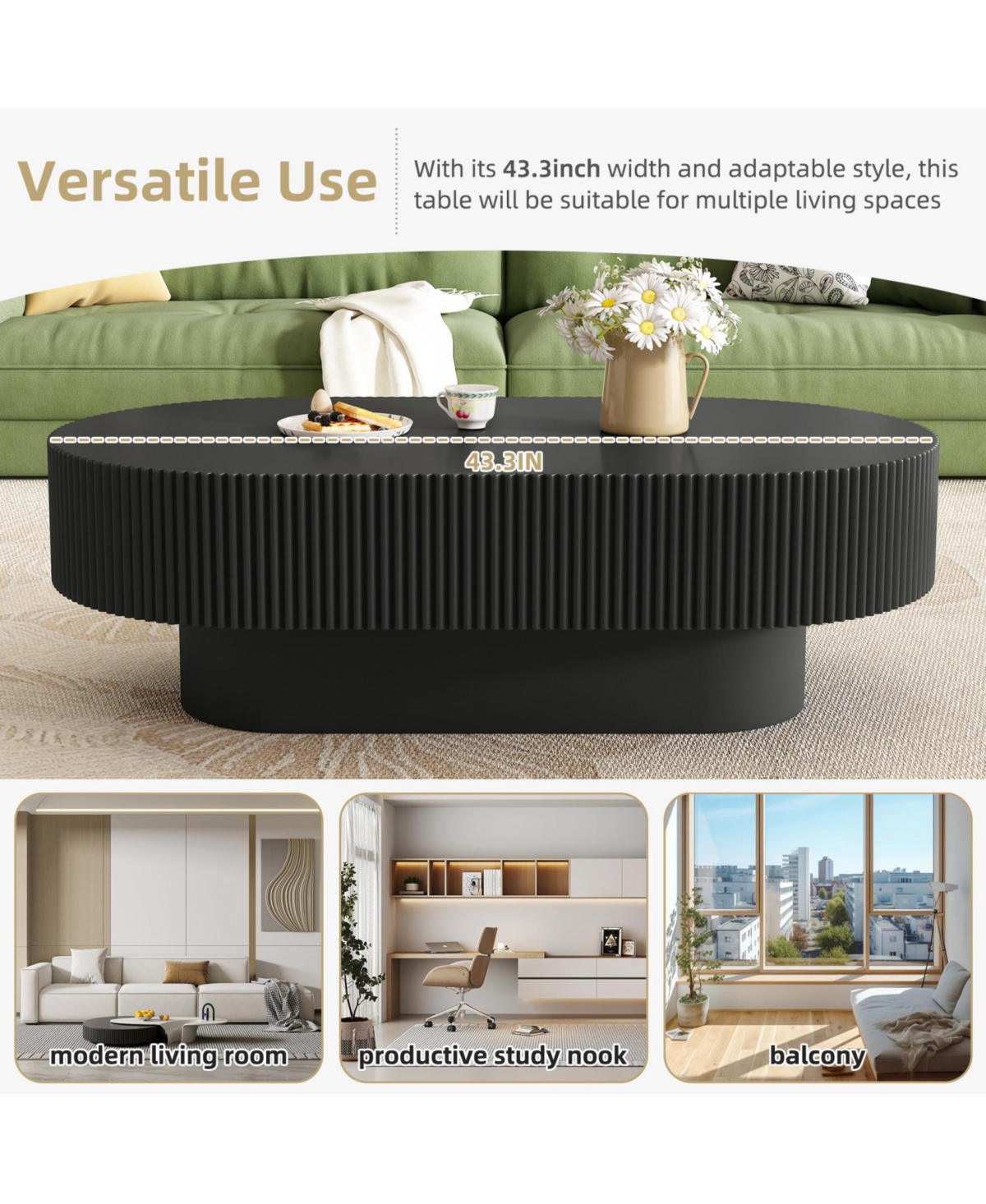 Streamdale Furniture Elegant Oval Coffee Table
