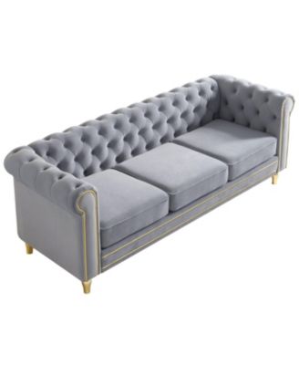 Chesterfield Velvet Sofa 84.65 inch for Living Room