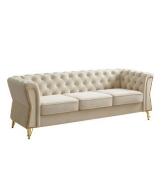 Modern Tufted Velvet Sofa 87.4 inch for Living Room