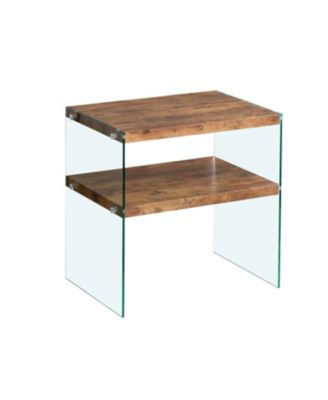 MDF SideTable, Small Tea Table, Walnut Night Stand Tempered Glass Sofa Table