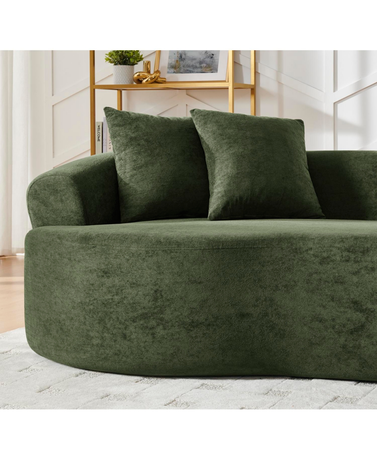 Streamdale Furniture Modern Cloud Green Chenille Curved Sectional Sofa
