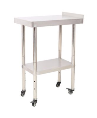 Stainless Steel Prep Table 24x15, Backsplash, Casters