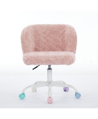  Pink Faux Rabbit Fur Office Chair