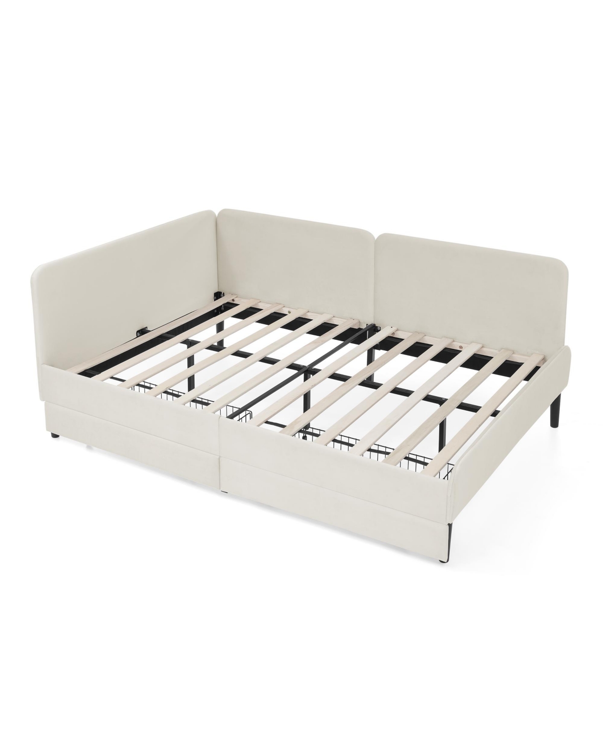 Streamdale Furniture Upholstered Platform Bed Frame w/ 2 Drawers, Adjustable Velvet