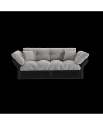 Queen Pull Out Sofa Bed, 3-in-1 Convertible Sleeper, Velvet Loveseat - Grey