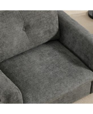Tufted Chenille Armchair with Charger & Wide Seat