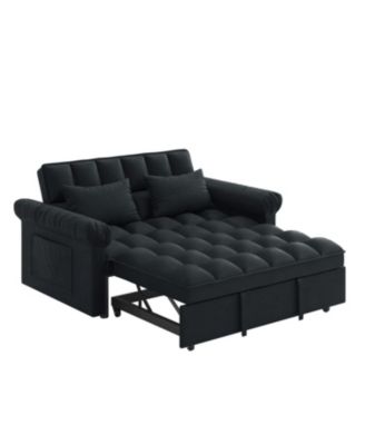 Streamdale Loveseats Sofa Bed with Pull-out Bed, Adjsutable Back-Black