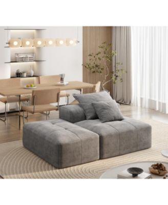 Modern Chenille Sectional Sofa with Pillows