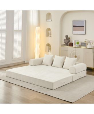 Convertible Folding Mattress Couch - Beige