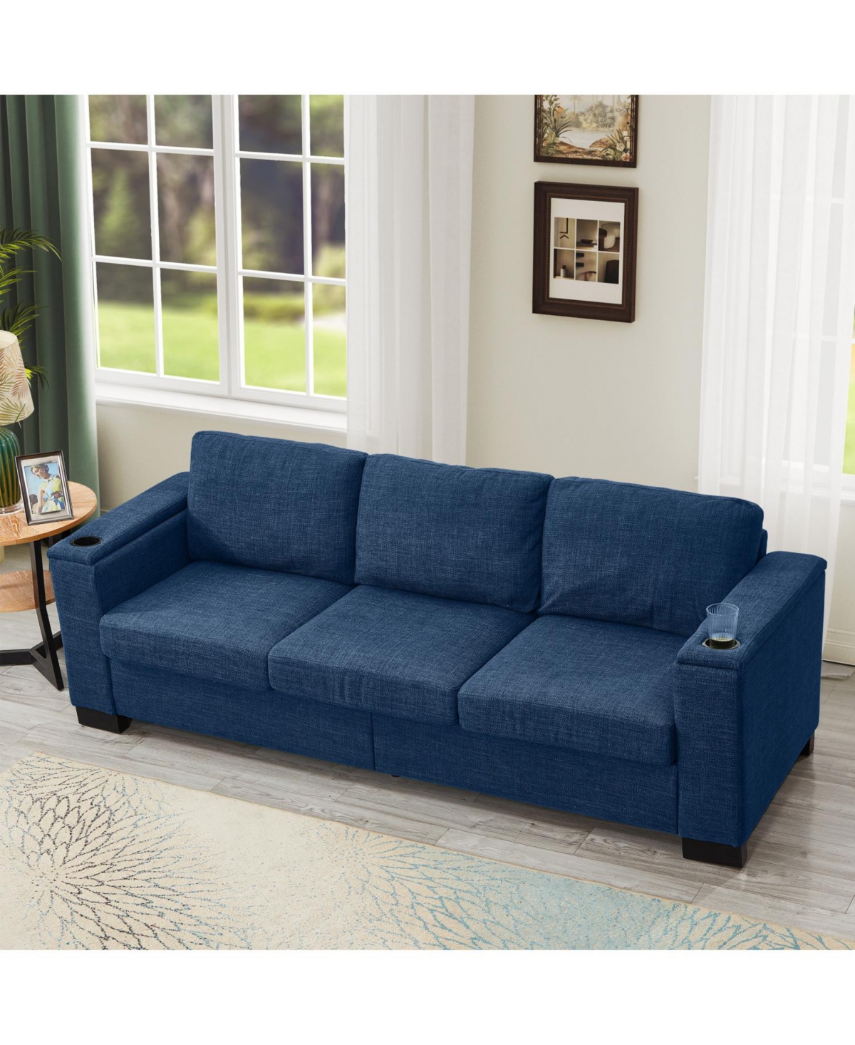 Streamdale Furniture Modern Sofa with Cup Holder & Storage