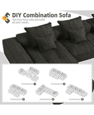 Streamdale Modern Oversized Chenille Sectional Sofa with 6 Pillows