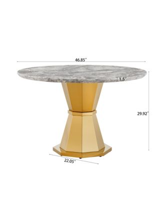 Round Faux Marble Dining Table