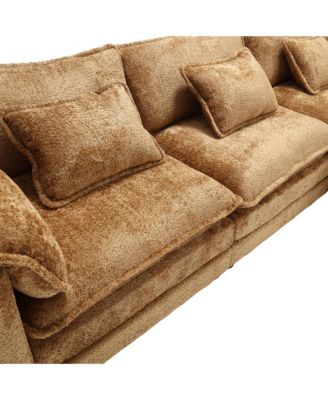 Oversized Sectional Cloud Couch, Modern Chenille L Shape, Ottoman & Memory Foam