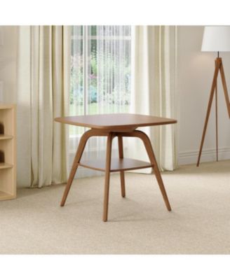 Streamdale Modern Wooden Dining Table with Storage Shelf, Walnut Finish